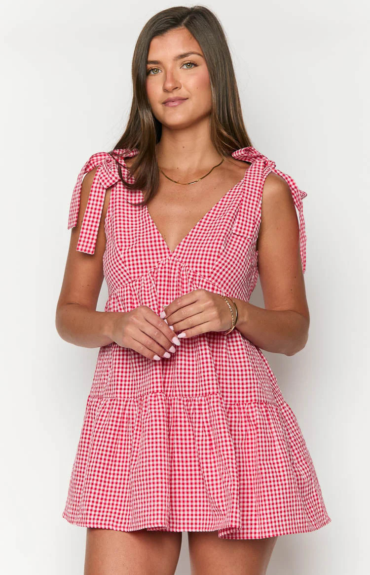 Angel Girl Red Gingham Mini Dress | Beginning Boutique (US)