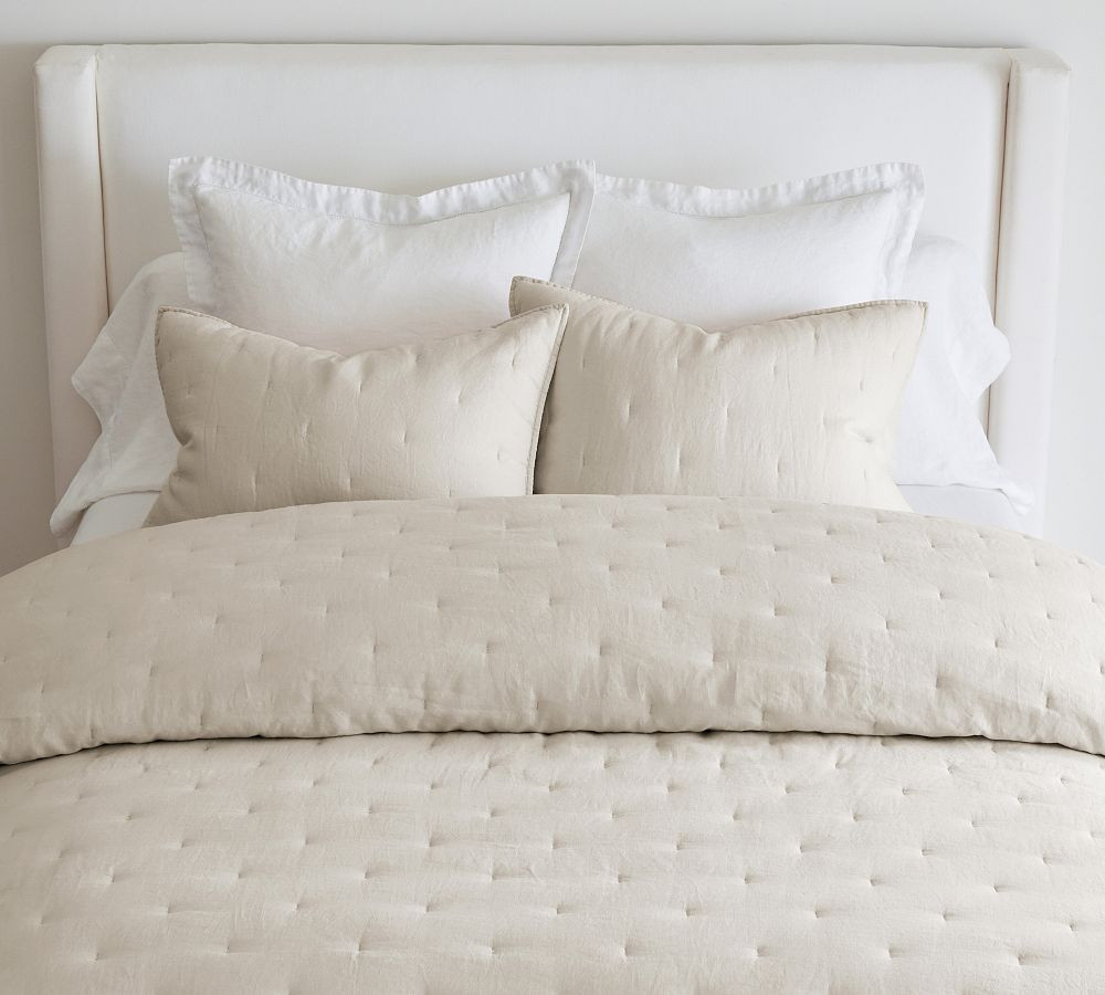 Belgian Flax Linen Tufted Quilt & Shams | Pottery Barn (US)