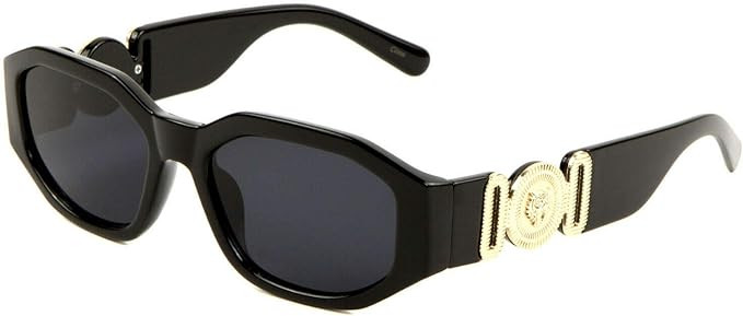 Slim Oval Gold Tiger Head Medallion Luxury Sunglasses | Amazon (US)