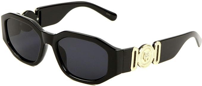 Slim Oval Gold Tiger Head Medallion Luxury Sunglasses | Amazon (US)
