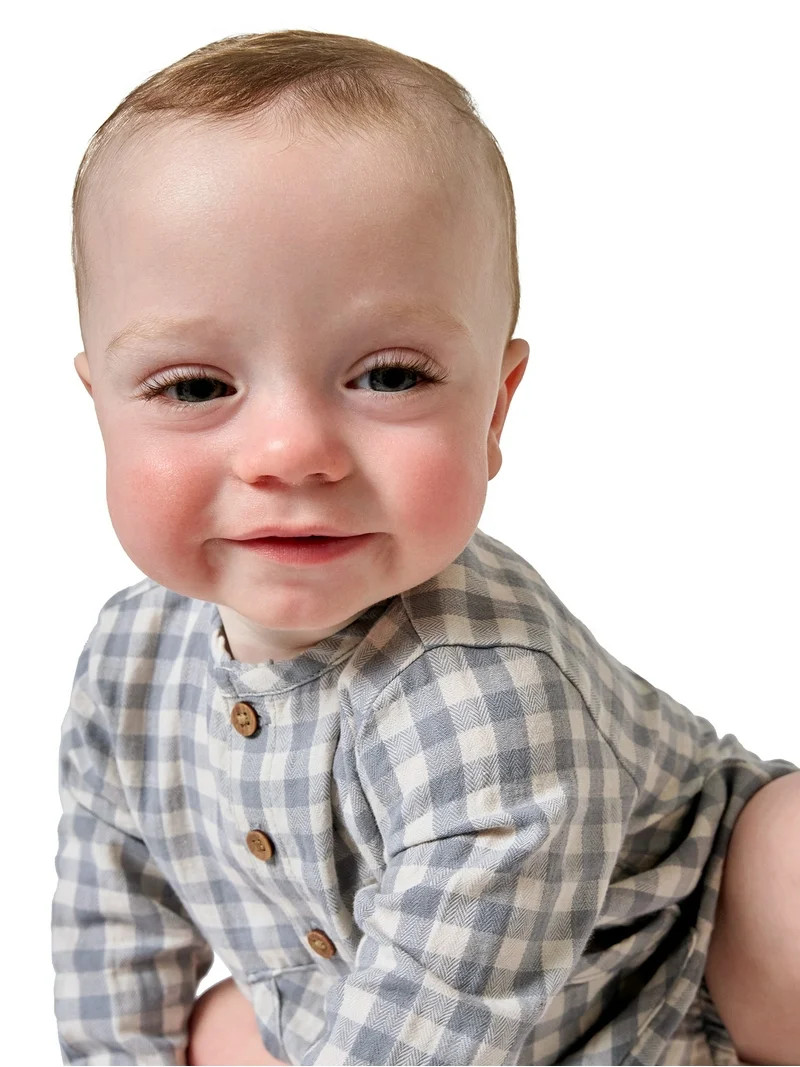 Modern Moments by Gerber Baby Boy Henley Dumpling Romper with Kanga Pocket, Sizes 0/3 Months - 24... | Walmart (US)