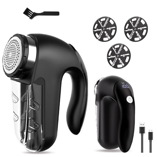 Electric Fabric Shaver with LED Display, 2-Speeds Lint Remover, Rechargeable Sweater Shaver, Fuzz Pill Bobble Remover for Fabric Fleece Curtains Clothes, Black | Amazon (US)