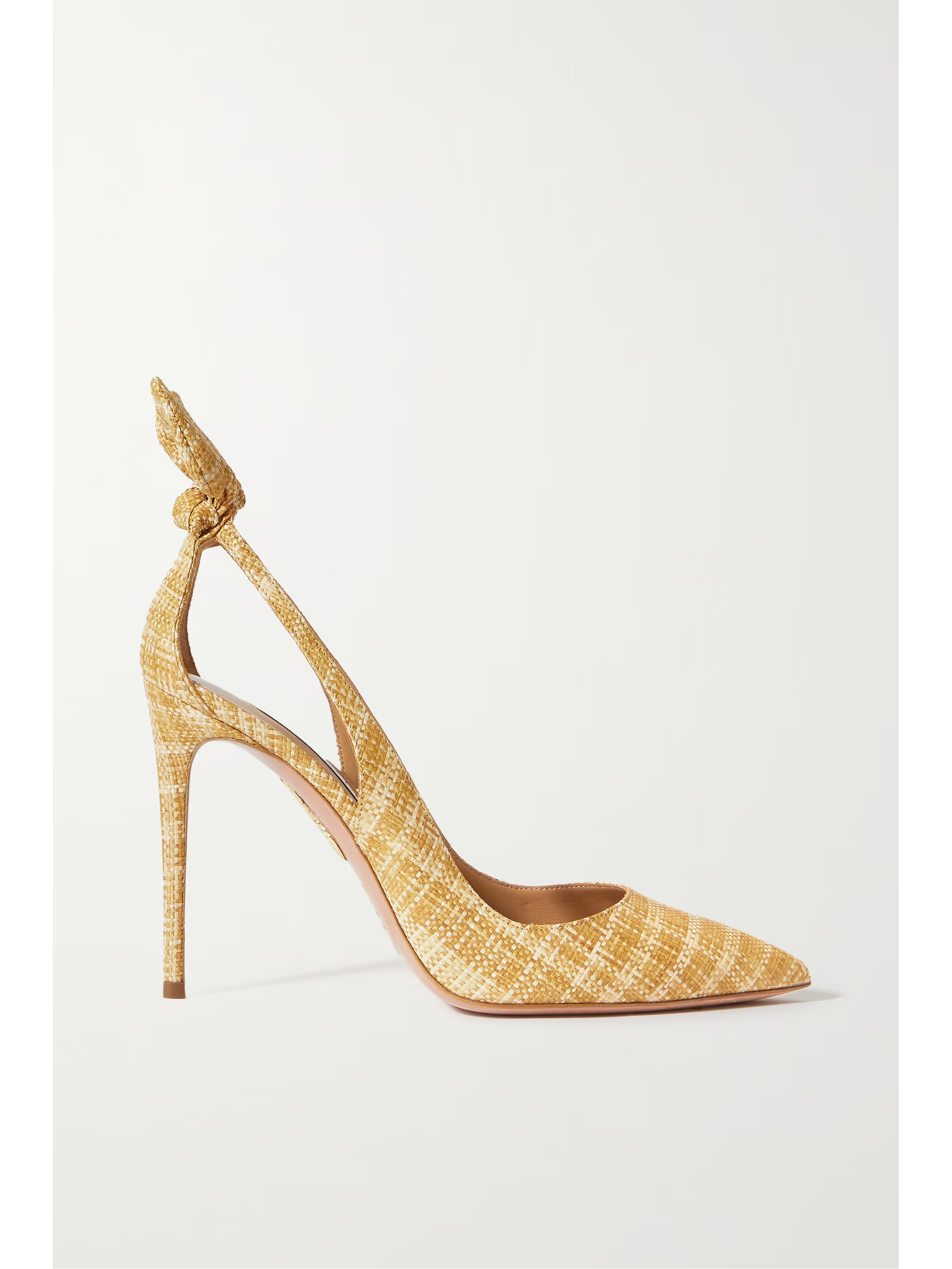 Bow Tie 105 cutout checked woven raffia pumps | NET-A-PORTER (UK & EU)