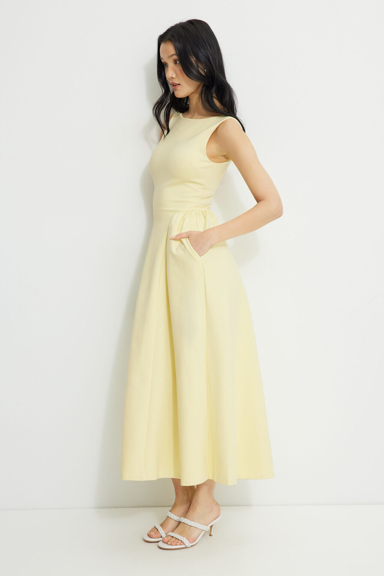 Flared Ponte Maxi Dress | Dynamite Clothing