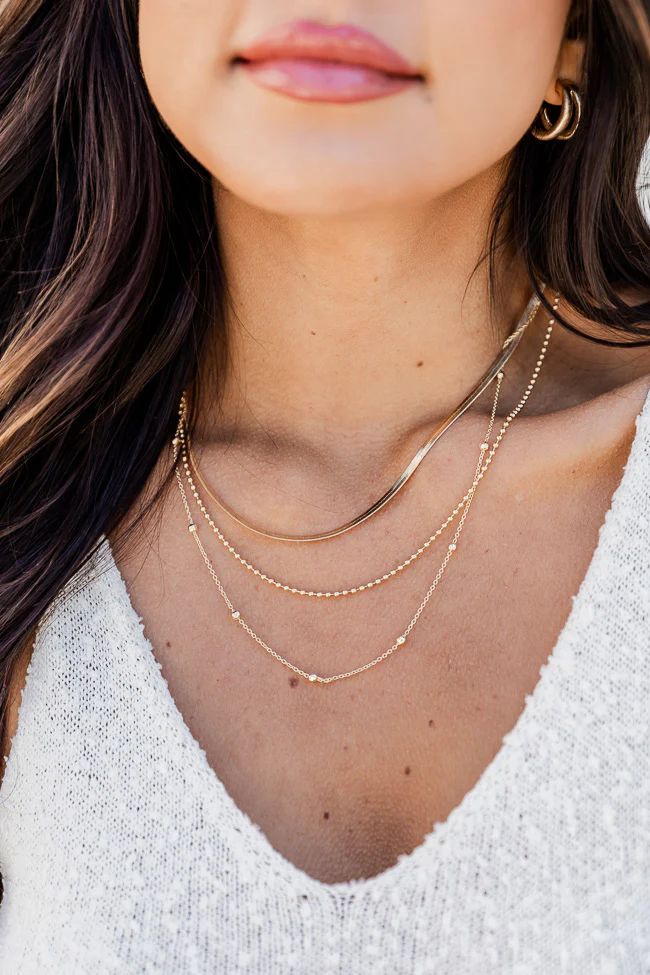 Find A Way Gold Layered Chain Necklace | Pink Lily