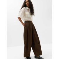 M&S Barrel Leg Trousers Chocolate | Marks & Spencer (UK)