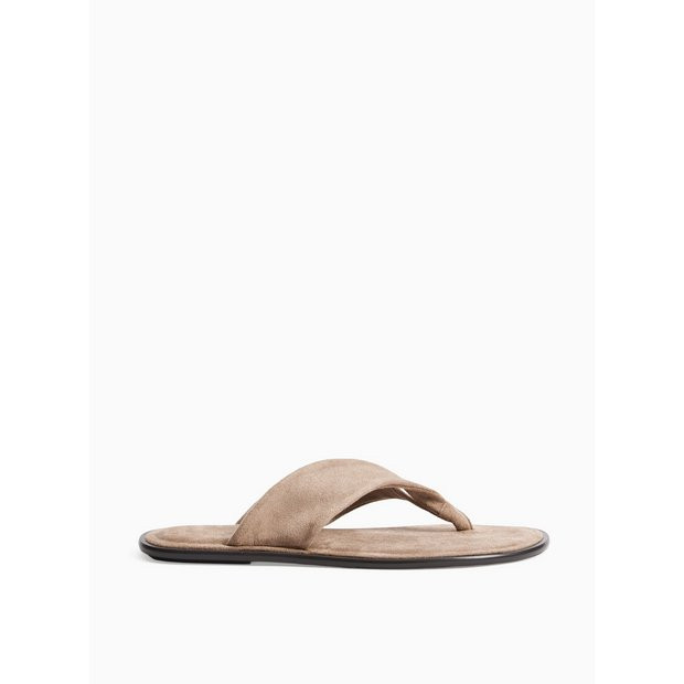 Buy Neutral Faux Suede Toe Post Sandals 3 | Sandals | Argos | argos.co.uk