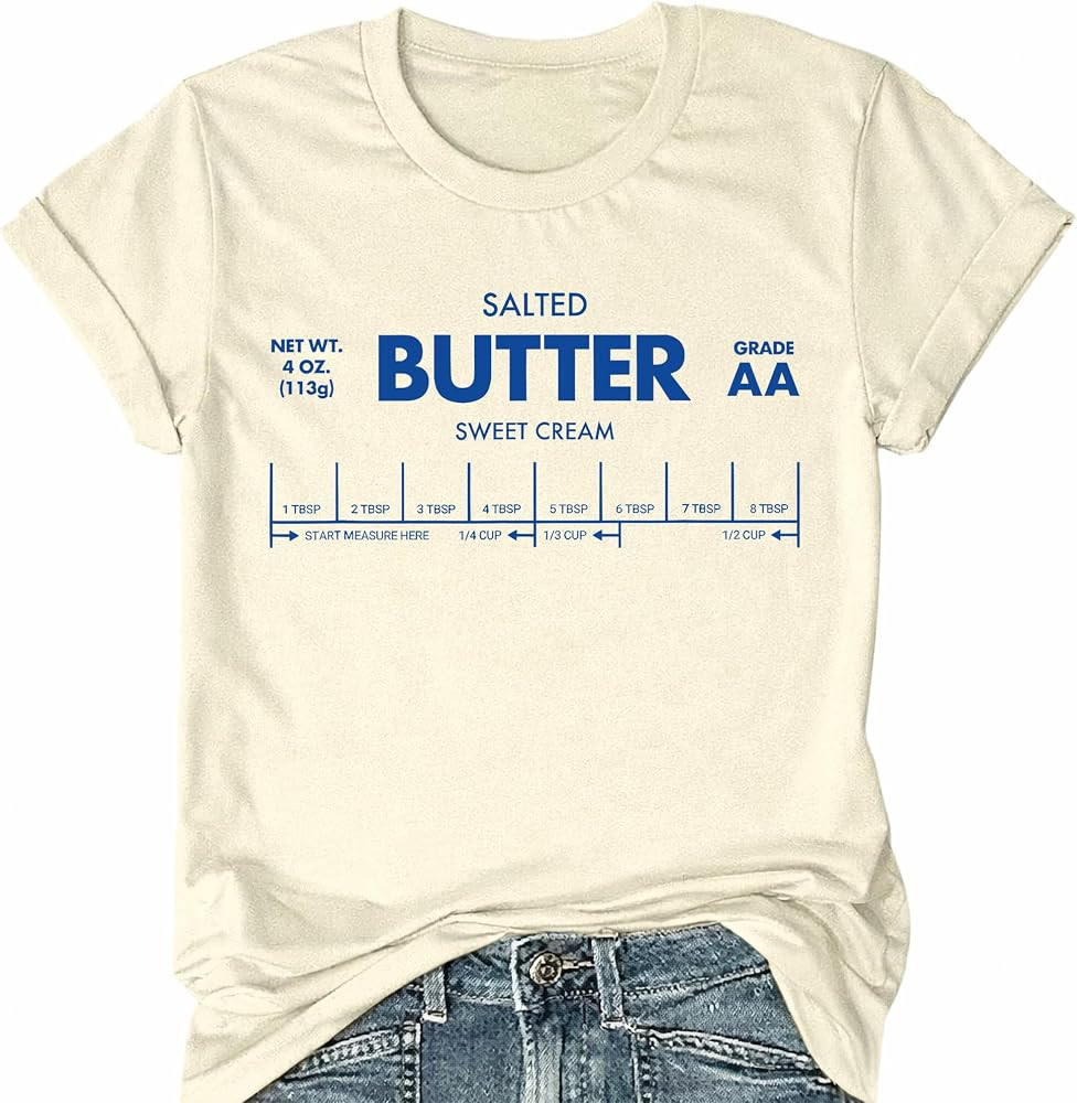 Butter Shirt Funny Salted Butter Tshirt Baking Gifts for Women Baking Recipe Shirt Cute Cookie Lo... | Amazon (US)
