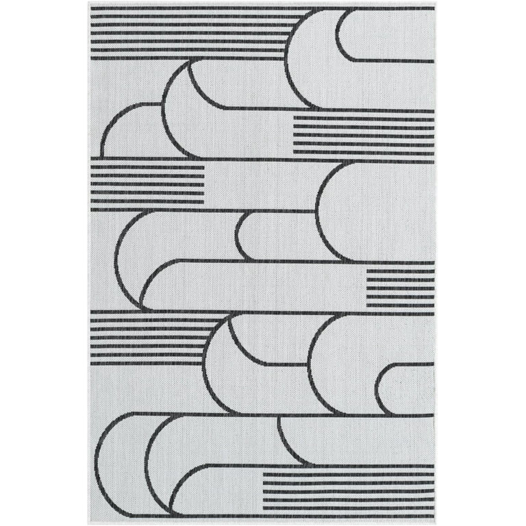 Unique Loom Mod Outdoor Modern Rug 4' 1 x 6' 1 Rectangle White and Black | Walmart (US)