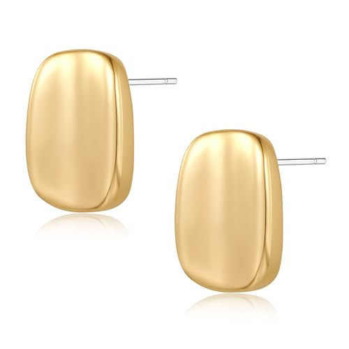 NEPULOY Gold Stud Earrings Square Earrings Geometric Stud Earrings Polished Minimalism Earrings Jewelry Gifts for Women | Amazon (US)