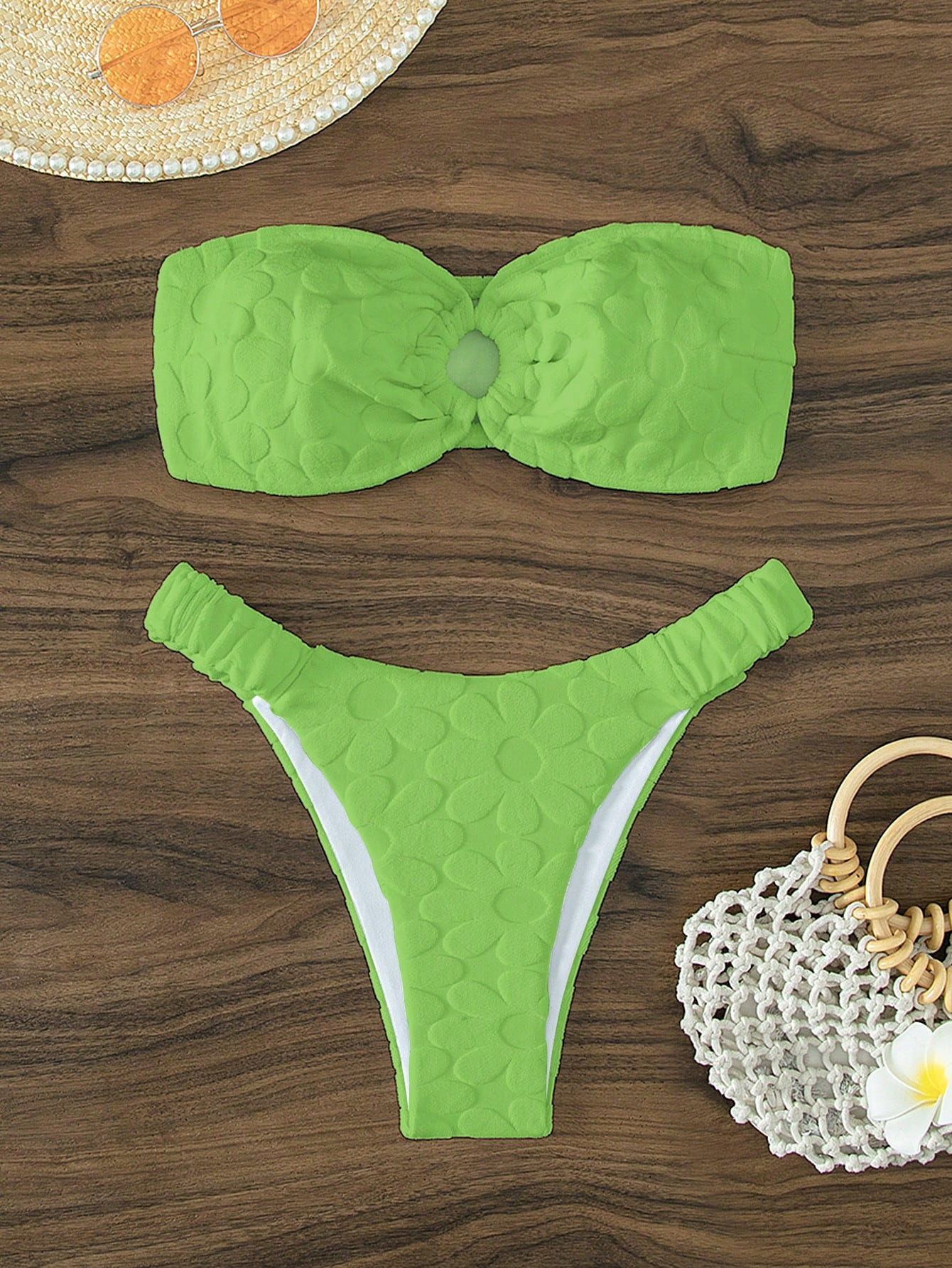 Ring Linked Bandeau Bikini Swimsuit | SHEIN