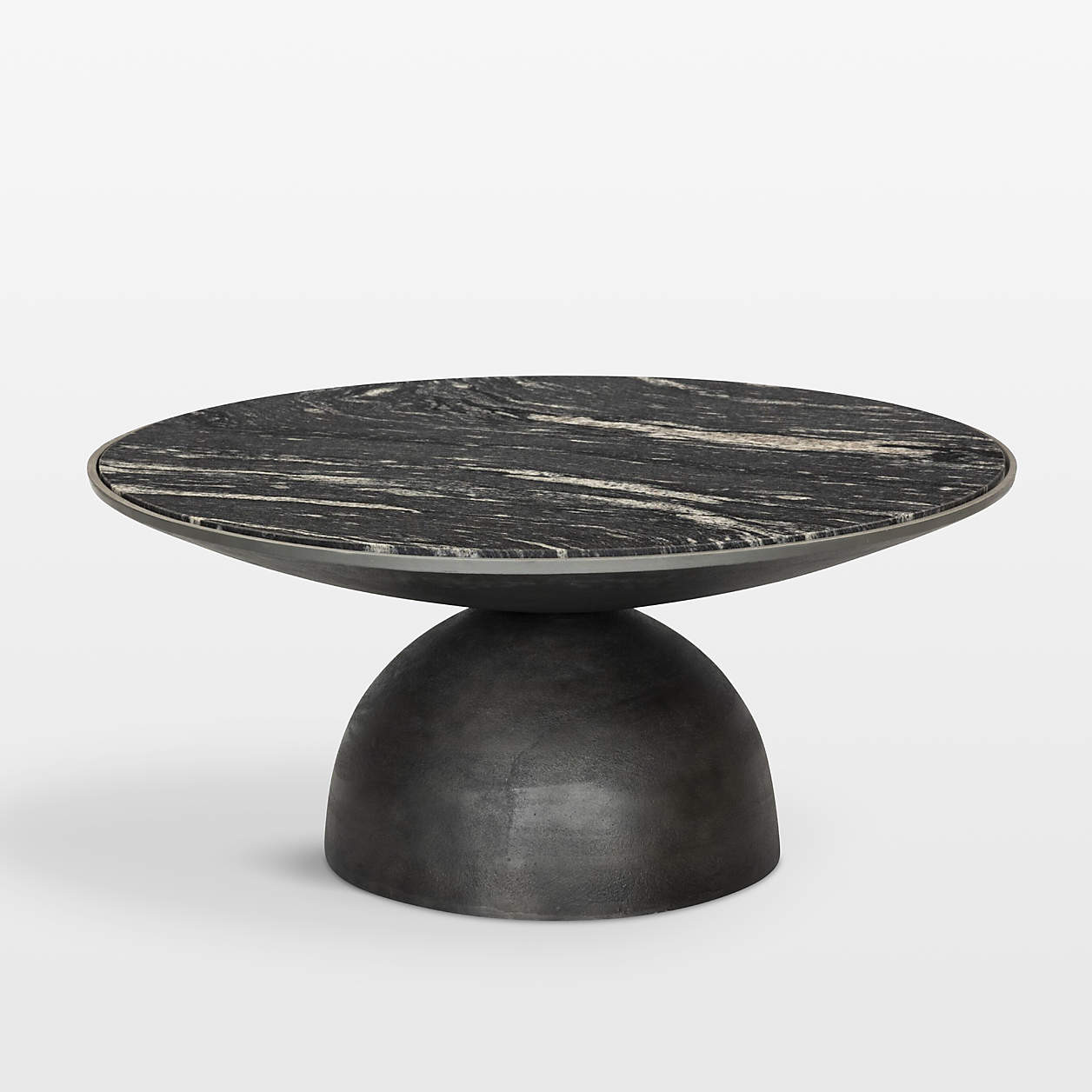Dev Black Marble and Grey Metal 35" Round Coffee Table + Reviews | Crate & Barrel | Crate & Barrel