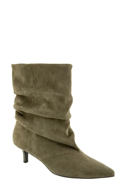 bcbg Dalles Kitten Heel Pointed Toe Scrunch Bootie in Olive at Nordstrom, Size 8 | Nordstrom