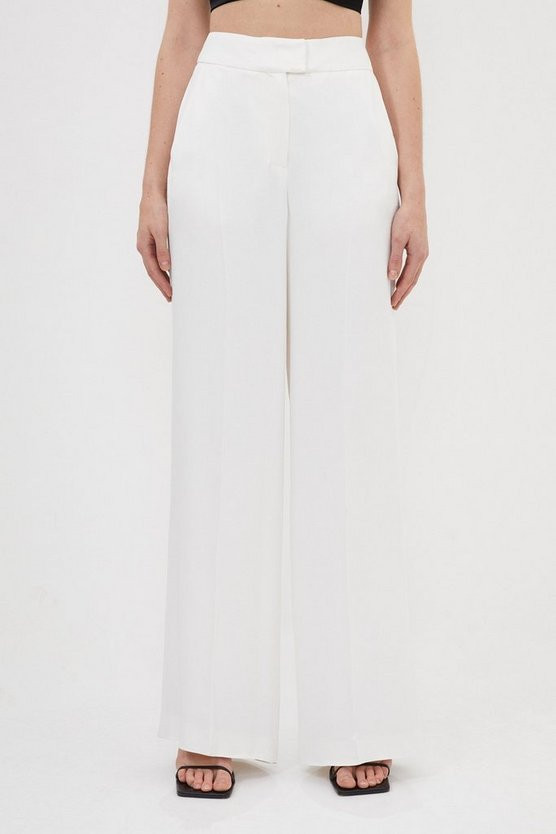 Tailored Viscose Satin Back Crepe Wide Leg Trousers | Karen Millen UK + IE + DE + NL