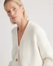 100% Organic Cotton Fisherman Boxy Cropped Cardigan | Quince
