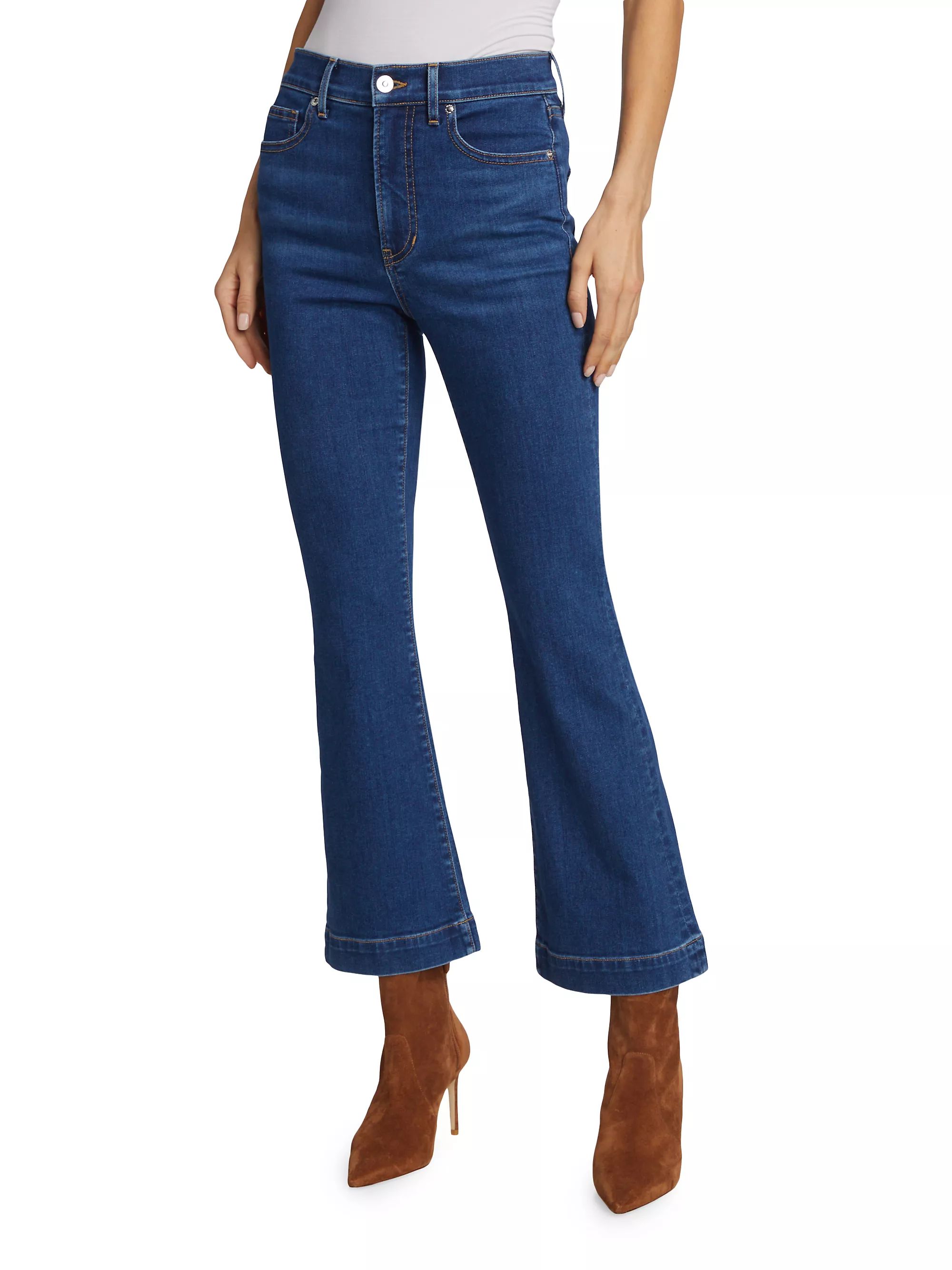 Shop Veronica Beard Carson High-Rise Crop Flare Jeans | Saks Fifth Avenue | Saks Fifth Avenue