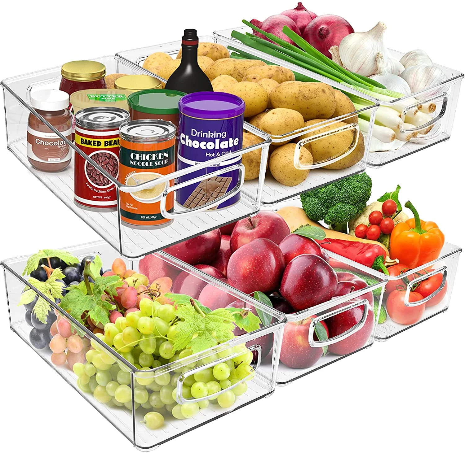 Greenco Set of 6 Stackable Fridge Bins Storage Container Organizers, For Cabinets, Pantry, Closet... | Walmart (US)