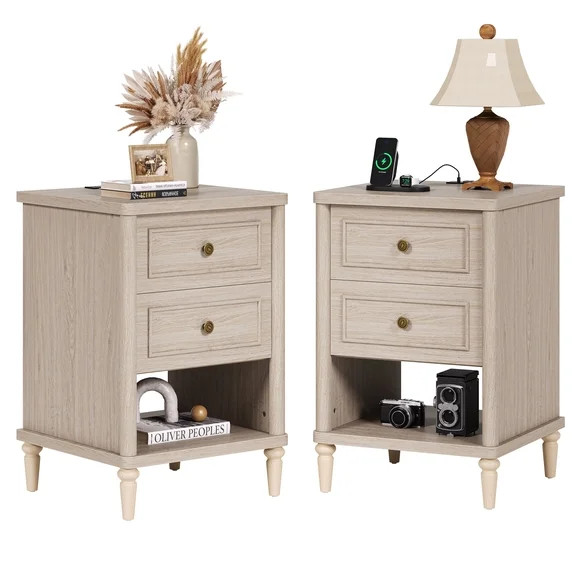 My Texas House Hartwell 3 Drawer Nightstand with USB, Heritage Oak | Walmart (US)
