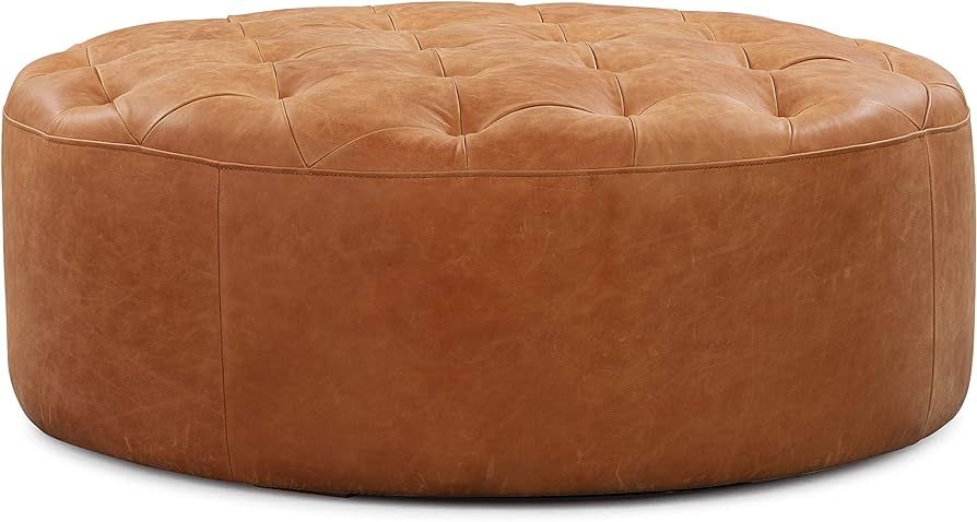 POLY & BARK Ascot Ottoman in Full-Grain Pure-Aniline Italian Tanned Leather in Cognac Tan | Amazon (US)