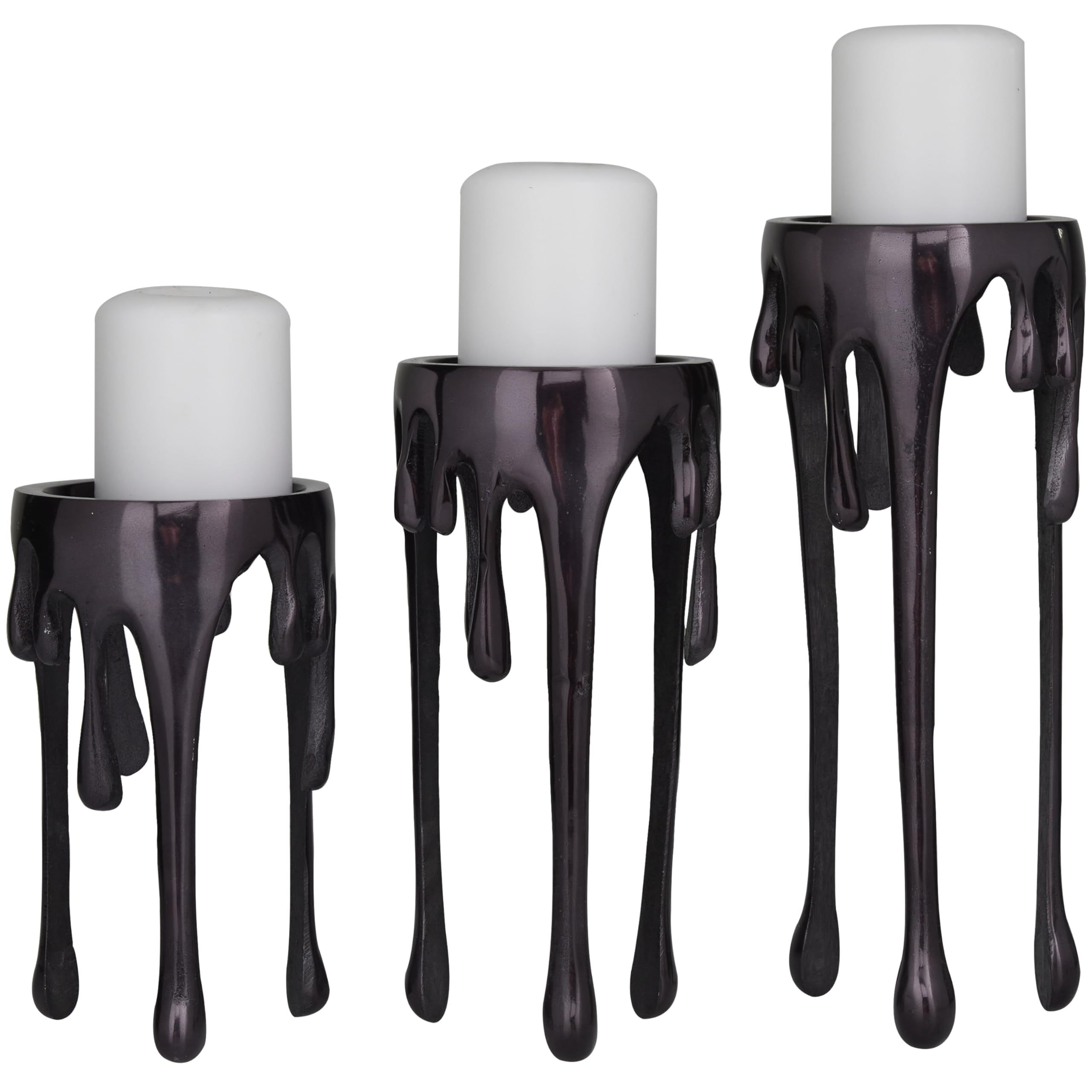 Deco 79 Aluminum With Tripod Legs Candle Holder with Dripping Melting Designed Legs, Set of 3 12"... | Amazon (US)
