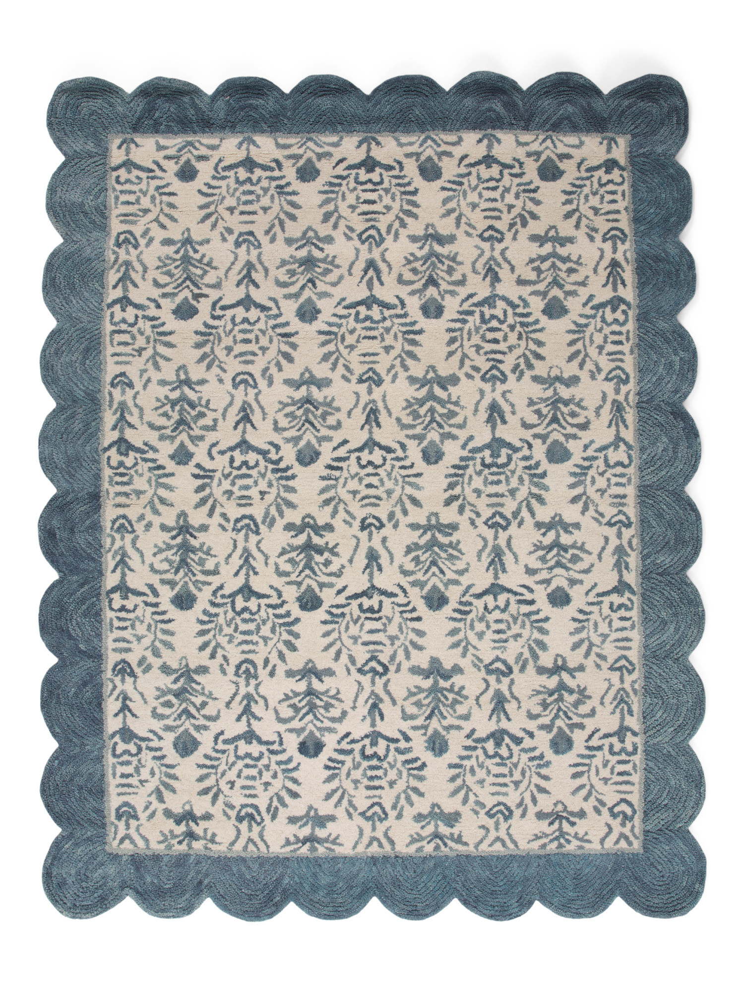 7x9 Wool Scalloped Damask Rug | Marshalls