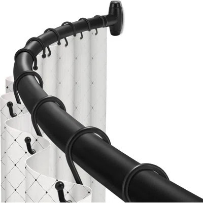 Curved Shower Curtain Rod Black Round Shower Curtain Rod 48-72 Inches Adjustable Rounded Bowed Stainless Steel Shower Rods More Shower Space Need To D | Wayfair North America