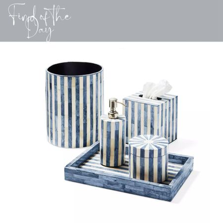 Upgrade your guest bathroom or powder room with this stylish vanity set! The blue and white stripes are super sophisticated and stylish  

#LTKhome #LTKfamily #LTKSeasonal