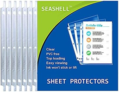 Seashell 300 Pack Economy Sheet Protectors 8.5 x 11, Clear Page Protectors Fit 3 Ring Binder, Acid F | Amazon (US)