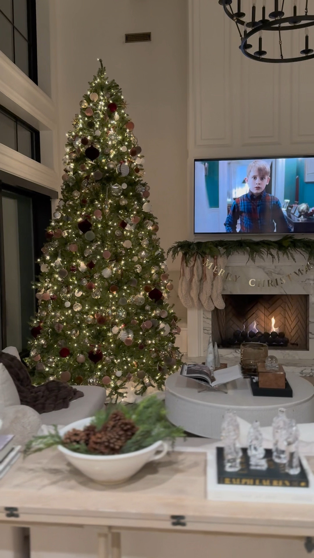 Our Christmas tree decor ready for holiday magic! Merry Christmas gold garland and stockings by the fireplace. We added some Burgundy ornaments to our Christmas tree this year. neutral decor, brown Christmas ornaments, Christine andrew Christmas, holiday decor on sale 

#LTKSaleAlert #LTKHoliday #LTKHome