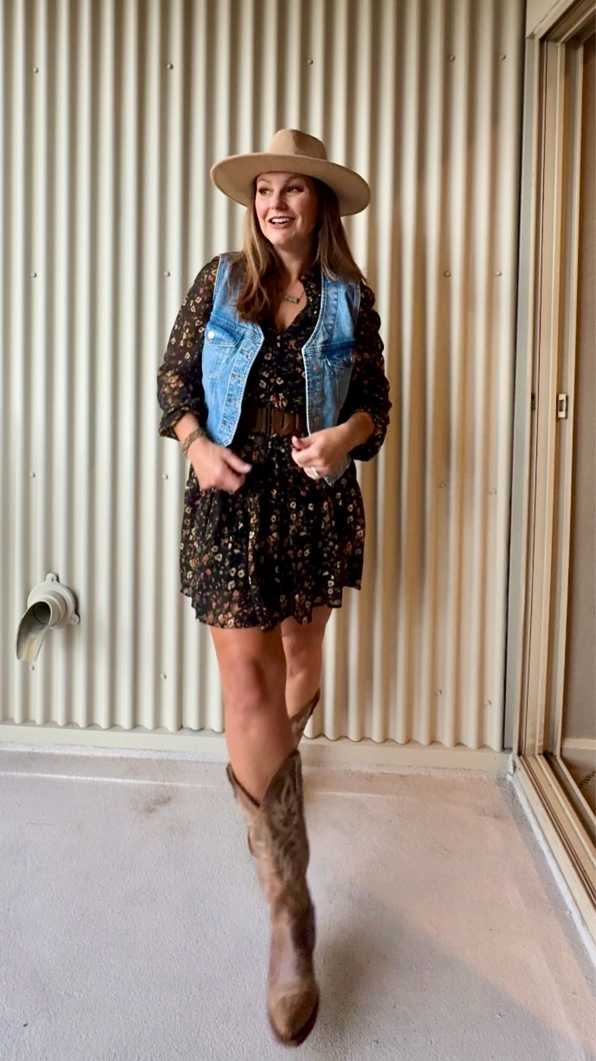 Dress: large (dress is older, linked similar options) 
Boots: TTS and fit wide calves! 
Vest: medium (can’t link my exact vest; shared similar options) 

#LTKSeasonal #LTKStyleTip #LTKMidsize