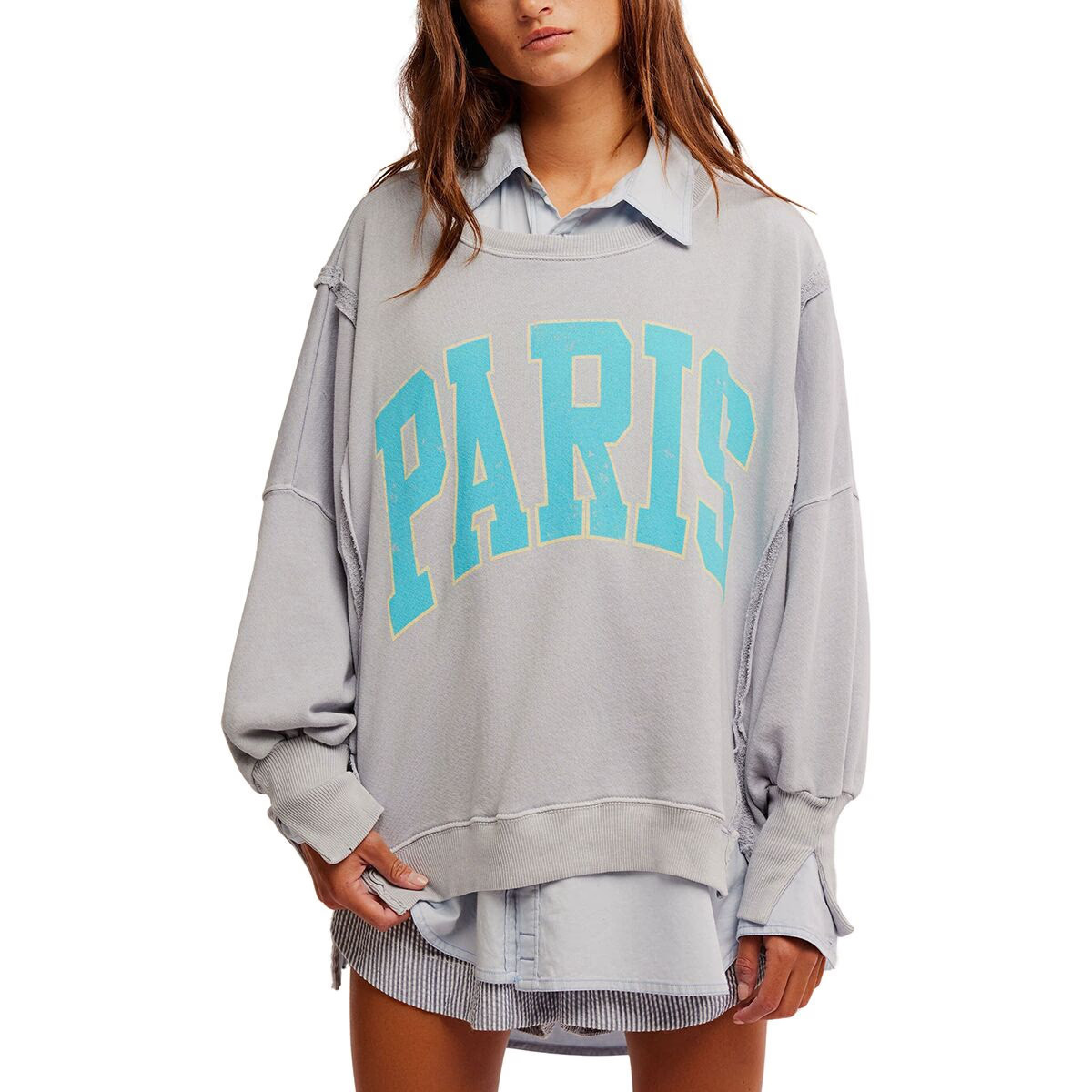Free People Graphic Camden Sweatshirt - Women's Stone Combo - Paris, S | Backcountry