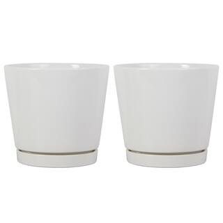 Trendspot 6 in. White Knack Ceramic Planter, Set of 2 ECR01721S-06W - The Home Depot | The Home Depot