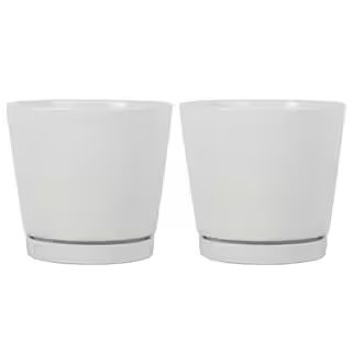 Trendspot 6 in. White Knack Ceramic Planter, Set of 2 ECR01721S-06W - The Home Depot | The Home Depot