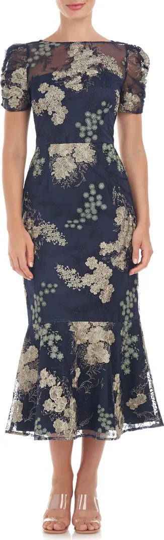 JS Collections Hope Floral Embroidered Flounce Hem Dress | Nordstrom | Nordstrom