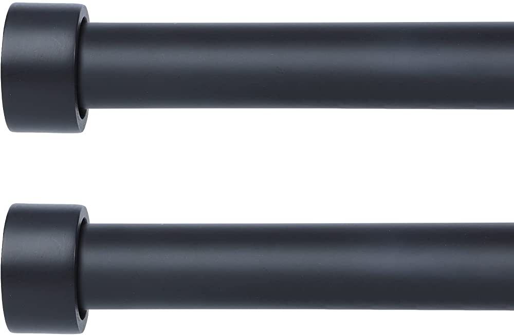 OLV 2 Pack Black Adjustable Curtain Rods With End Cap Design Finials,Drapery Rods of Window Treat... | Amazon (US)