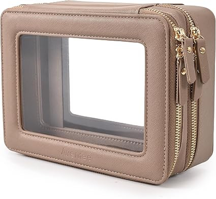 Aveniee Large Clear Makeup Bags, Double Layer Cosmetic Bags with Separate Brush Compartment,Trave... | Amazon (US)