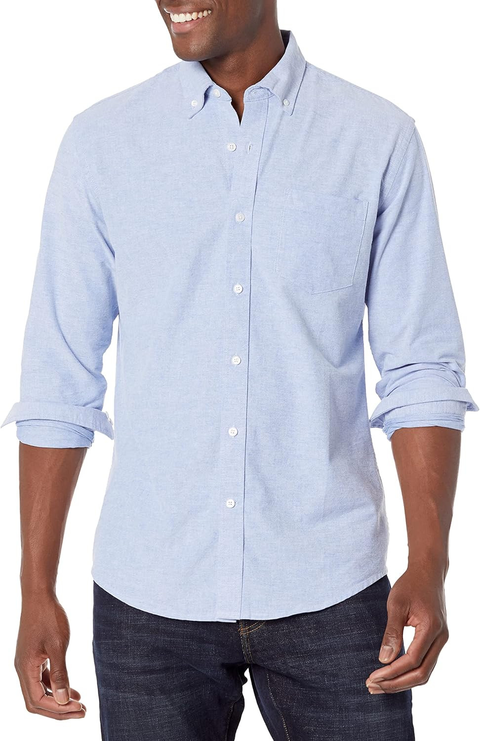 Amazon Essentials Men's Regular-Fit Long-Sleeve Solid Pocket Oxford Shirt | Amazon (US)