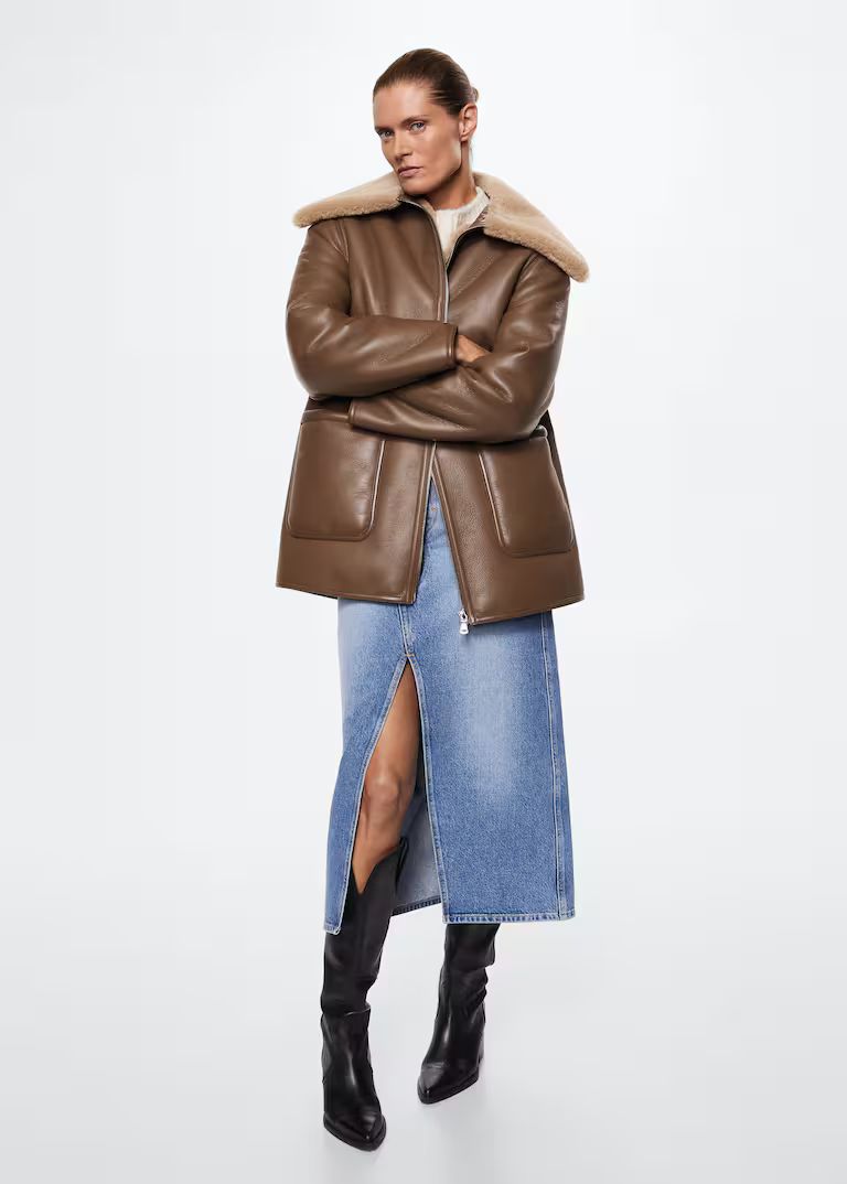 Faux shearling-lined coat -  Women | Mango USA | MANGO (US)