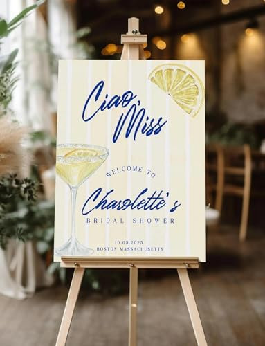 Ciao Miss Bridal Shower Welcome Poster, Hand Drawn Mediterranean Lemon Theme Entry Sign, Amalfi C... | Amazon (US)