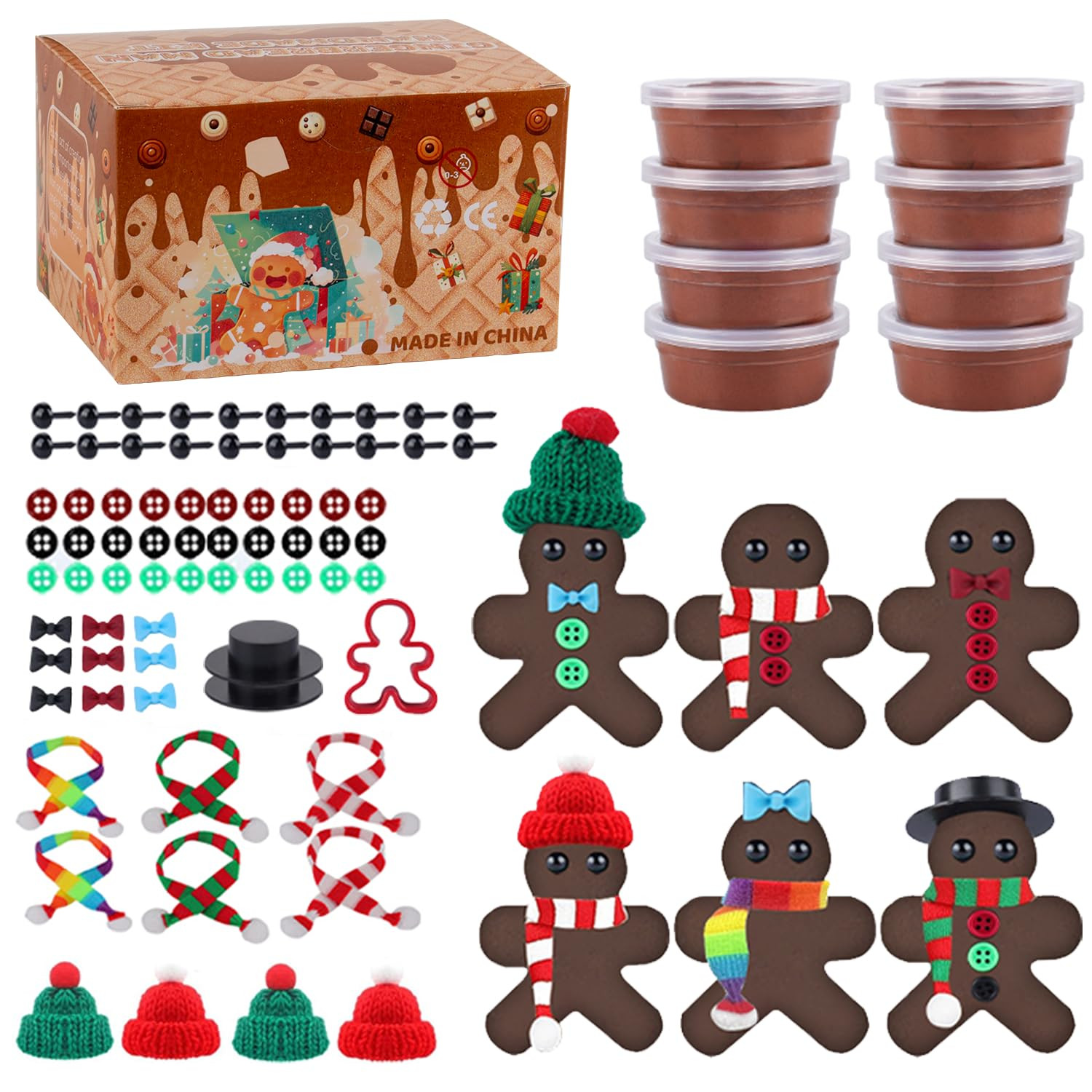 8Pack Christmas Gingerbread Man DIY Crafts Kit - Air Dry Clay Gingerbread Crafts for Kids - Creat... | Amazon (US)