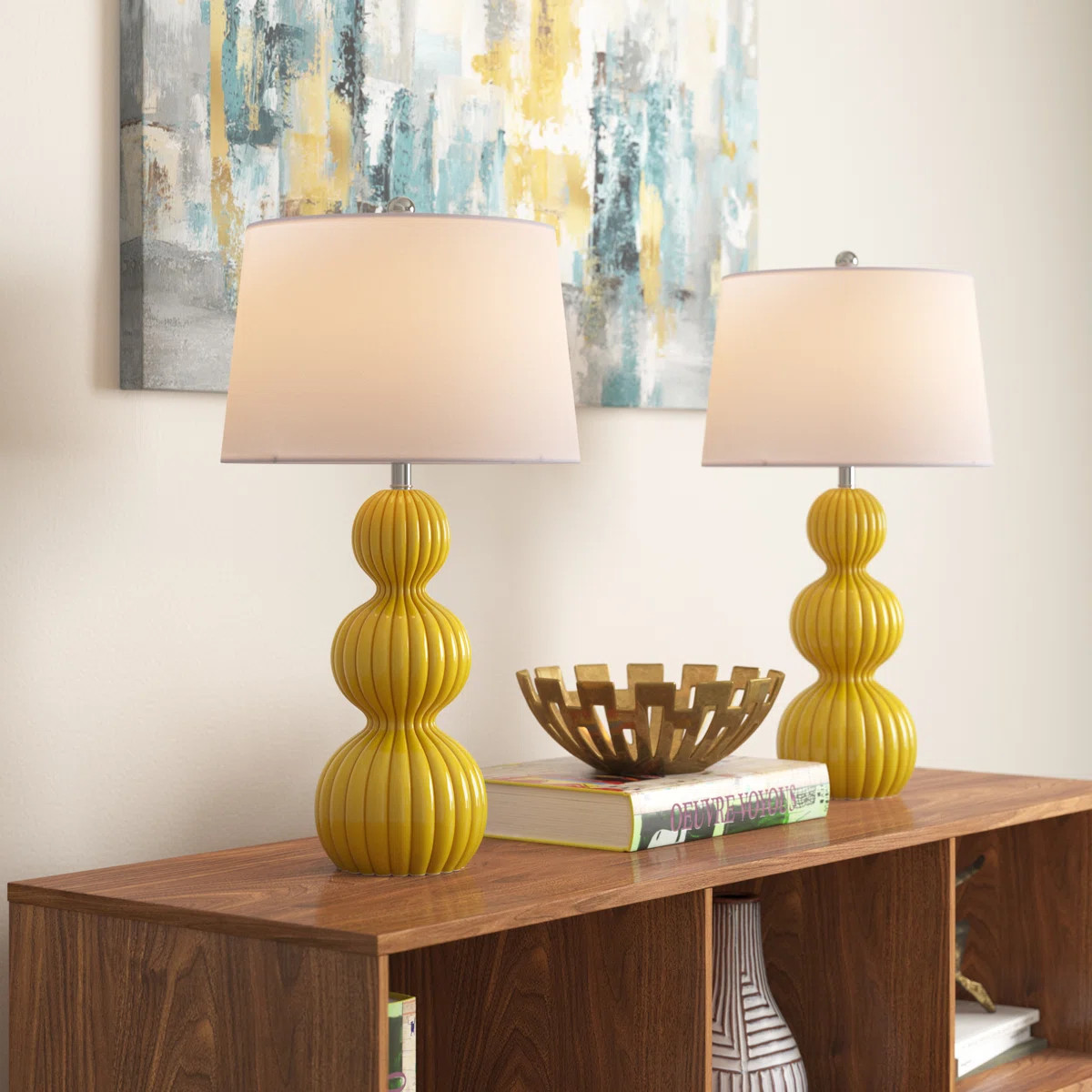 Sabb Ceramic Table Lamps with Linen Shade (Set of 2) (Set of 2) | Wayfair North America