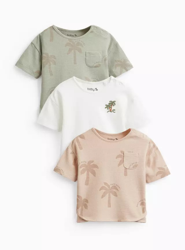 Buy Palm Tree Print T-Shirts 3 Pack 6-9 months | Baby Holiday Clothes | Tu | Tu Clothing