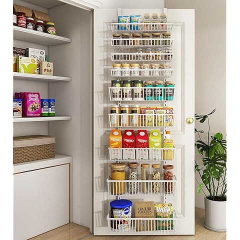 Over The Door Pantry Organizer, 8-Tier Over The Door Organizer with Adjustable Baskets, Metal Han... | Amazon (US)