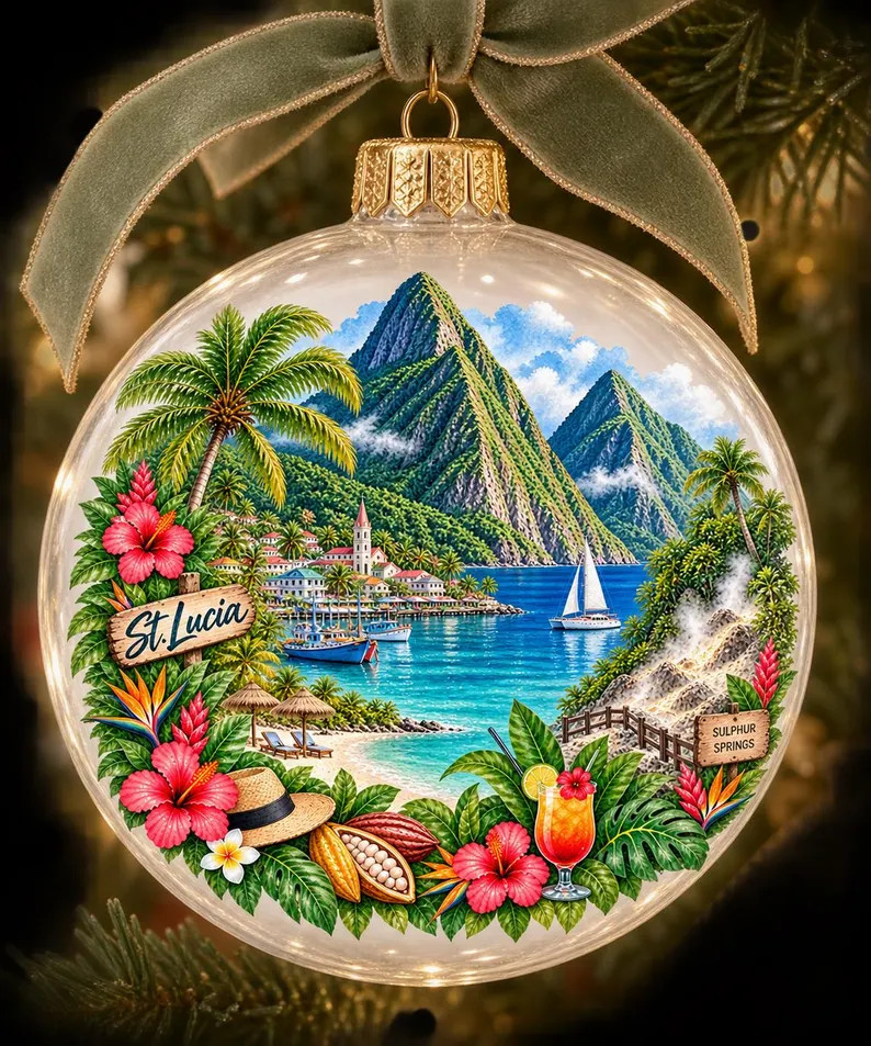 St Lucia PNG Watercolor Travel Art | Pitons Soufriere Caribbean Vacation Clipart | Saint Lucia Su... | Etsy (Global)