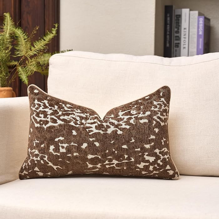 Modern Leopard Print Throw Pillow Cover 12x20 Inch Soft Chenille Modern Decorative Cushion Case, ... | Amazon (US)