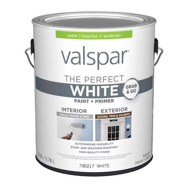 Valspar Satin White Acrylic Interior/Exterior Door and Trim Paint (1-Gallon) | Lowe's