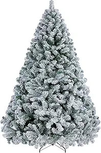 Yaheetech 7.5ft Premium Snow Flocked Hinged Artificial Christmas Fake Spruce Full Tree for Home O... | Amazon (US)
