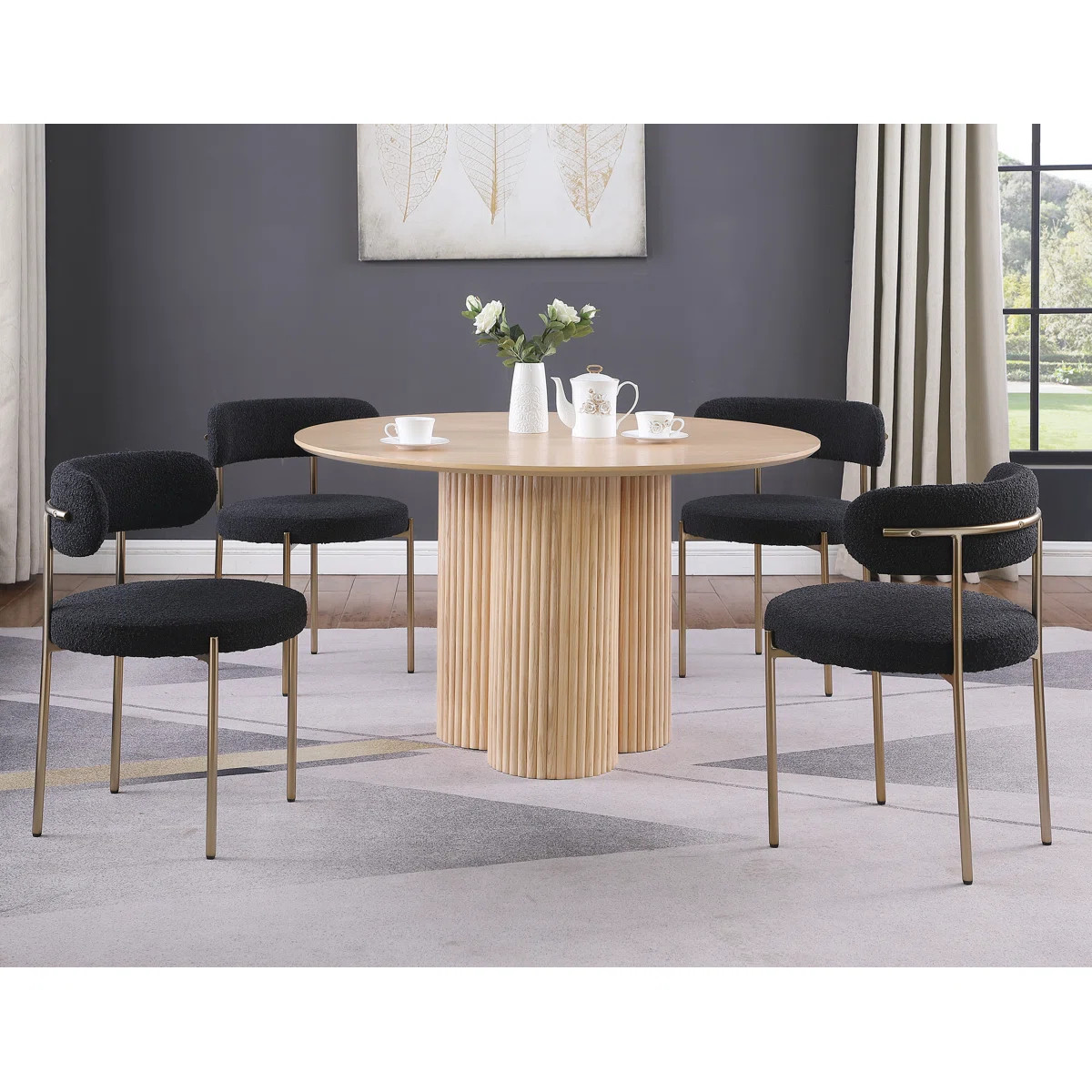 Orlina 48 Inch Round Solid Wood Oak Dining Table | Wayfair North America
