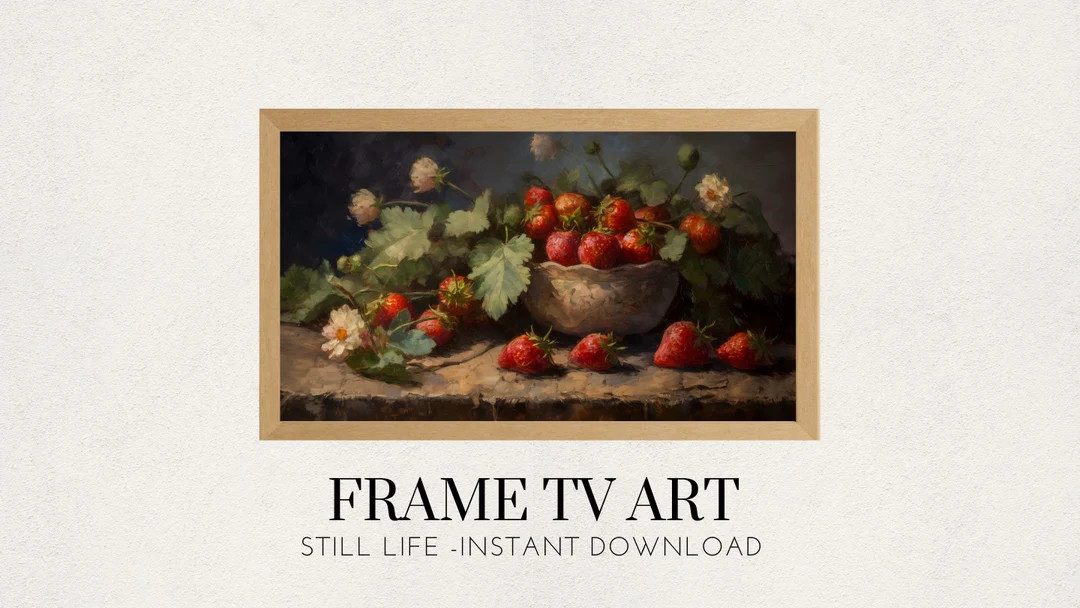 Strawberries Still Life Oil Painting for Frame TV & Samsung Tvs or Print - Vintage Digital Downlo... | Etsy (US)