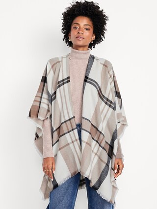 Flannel Fringe Poncho | Old Navy (US)